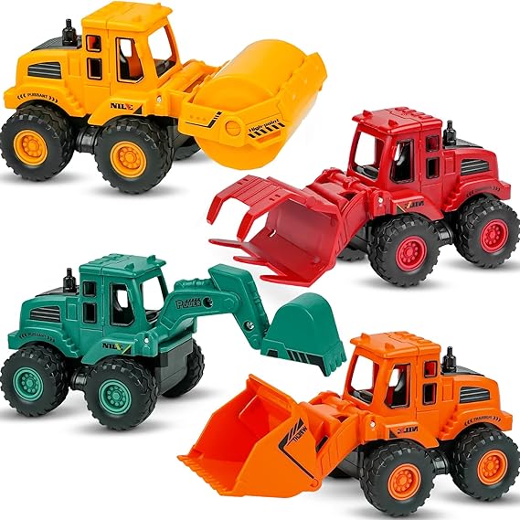 Beestech Construction Toys for 3 Years Old Boys Girls Kids, Friction Powered Construction Truck Toys Vehicles Sand Toys Trucks Excavator, Bulldozer, Road Roller (Colorful 4 Pack) nirvanaguru