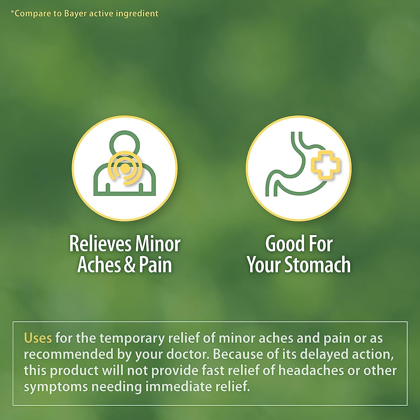 HealthA2Z® Aspirin 81 mg | Low Strength | Enteric Coated | Pain Relief | Reduces Minor Aches Muscle Pain & Cramps | Fever Reducer | Reduces Headache (365 Counts)