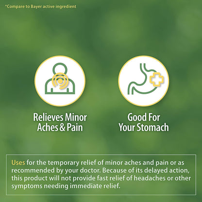 HealthA2Z® Aspirin 81 mg | Low Strength | Enteric Coated | Pain Relief | Reduces Minor Aches Muscle Pain & Cramps | Fever Reducer | Reduces Headache (365 Counts)