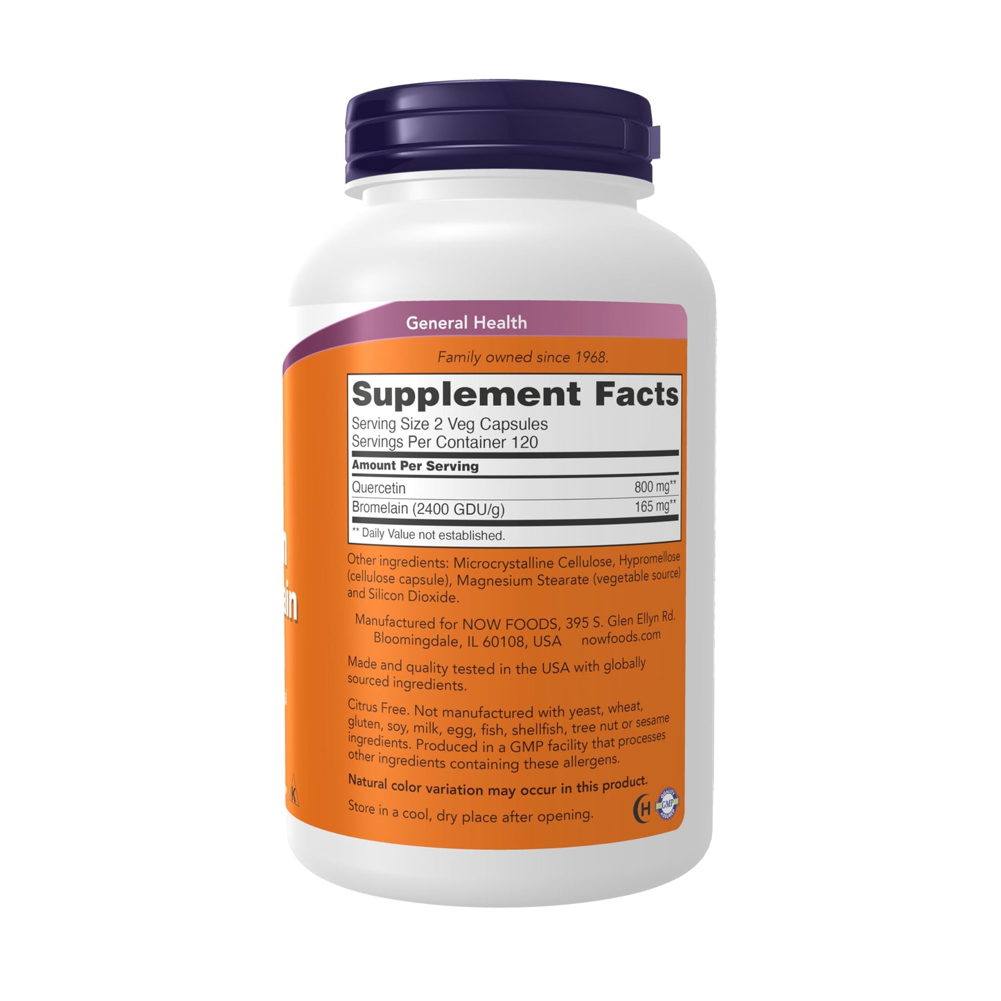 NOW Foods Supplements, Quercetin with Bromelain, Balanced Immune System*, 240 Veg Capsules - Nirvana Guru