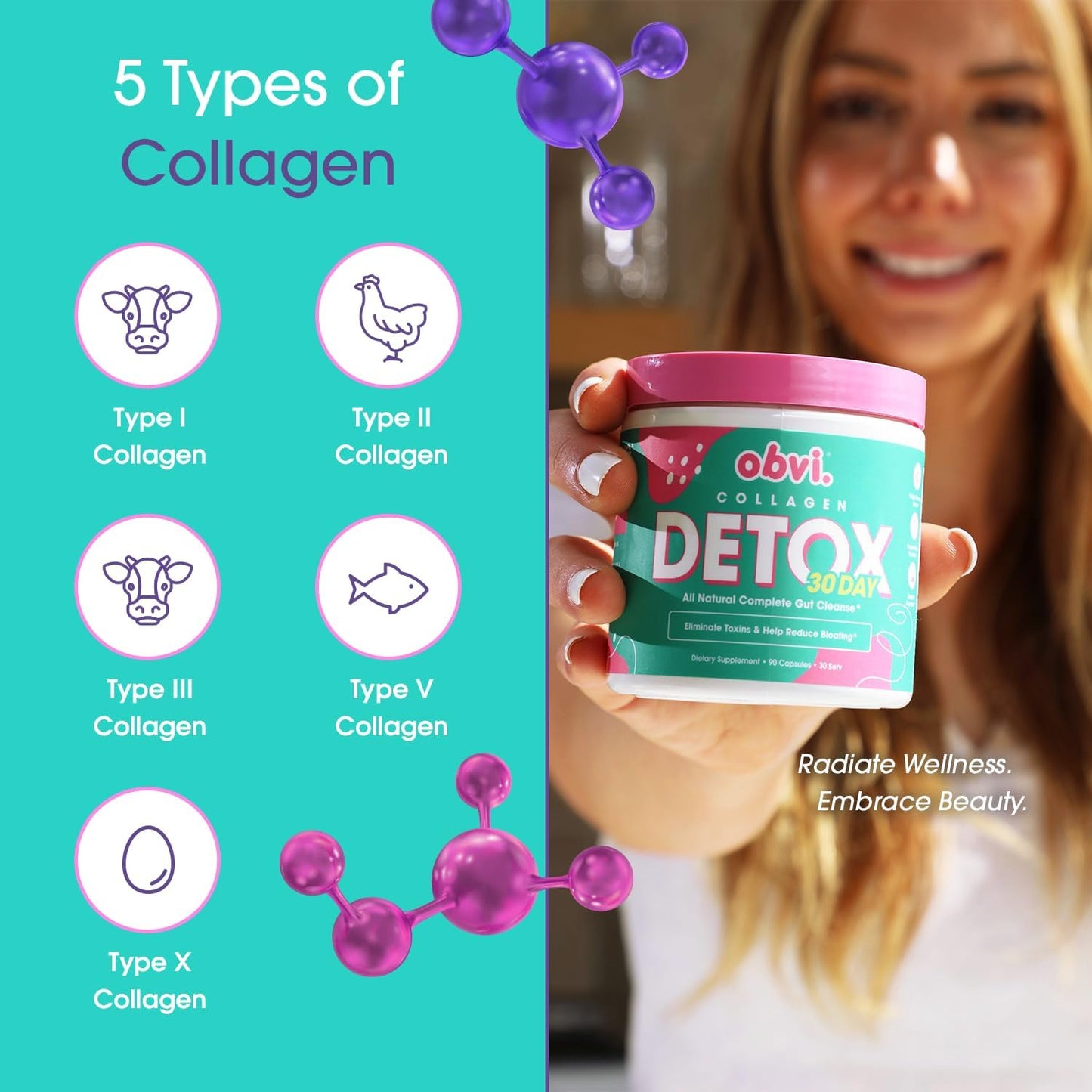 Obvi Detox Colon Cleanse Supplement | Promotes Digestive and Gut Health, Bloating Relief, Helps Remove Toxins | Immune Support with Milk Thistle, Psyllium Husk, Senna Leaf | 90 Capsules | 30 Servings - Nirvana Guru