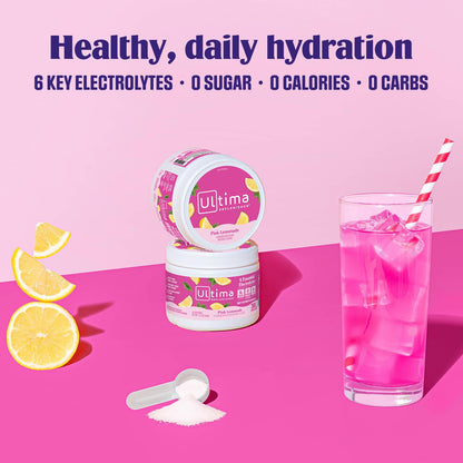 Ultima Replenisher Daily Electrolyte Powder Drink Mix – Sugar Free – Lemonade, 30 Servings – Hydration Powder with 6 Key Electrolytes and Trace Minerals – Keto Friendly, Vegan, Non-GMO