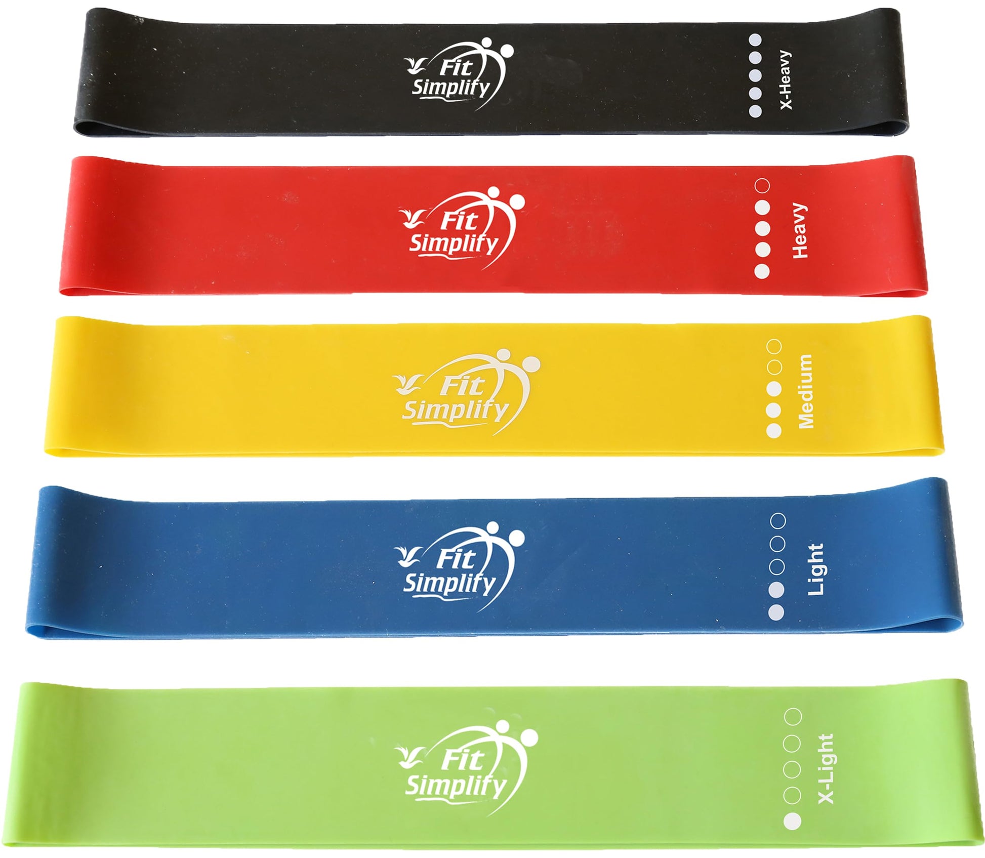 Fit Simplify Resistance Loop Exercise Bands with Instruction Guide and Carry Bag, Set of 5 Nirvana Guru