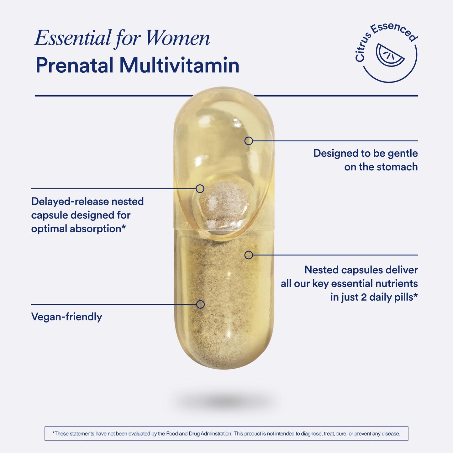 Ritual Essential for Women Prenatal Multivitamin: Folate & Choline for Neural Tube Support, Omega-3 DHA for Fetal Brain Development, Iron, Calcium-Helper D3 & K2, Non-GMO, Vegan, Citrus, 30 Days