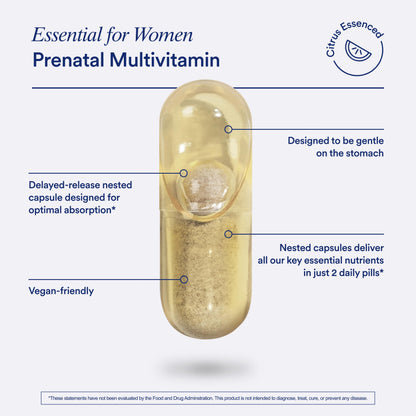Ritual Essential for Women Prenatal Multivitamin: Folate & Choline for Neural Tube Support, Omega-3 DHA for Fetal Brain Development, Iron, Calcium-Helper D3 & K2, Non-GMO, Vegan, Citrus, 30 Days