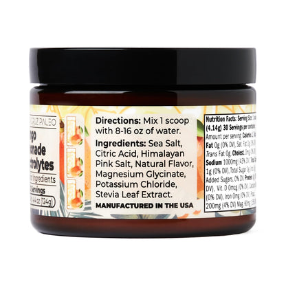 Santa Cruz Paleo Electrolyte Powder, Lemonade Flavor, Sugar Free Hydration Drink Mix with Himalayan Pink Salt, Sea Salt, Magnesium Glycinate, Potassium Chloride, Sweetened with Stevia, 30 Servings