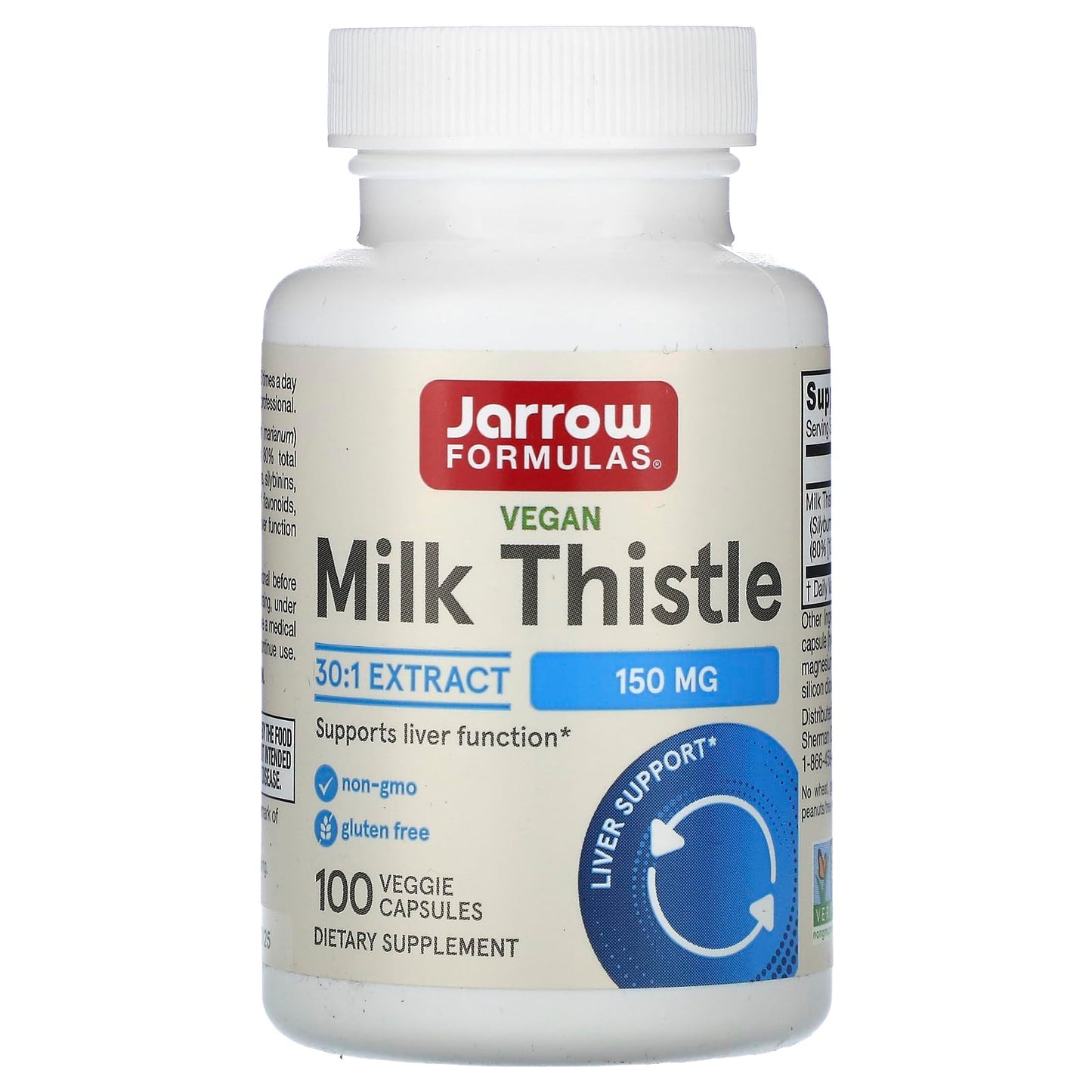 Jarrow Formulas Milk Thistle 150 mg With 30:1 Standardized Silymarin Extract, Dietary Supplement for Liver Function Support, 200 Veggie Capsules, 66-200 Day Supply - Nirvana Guru