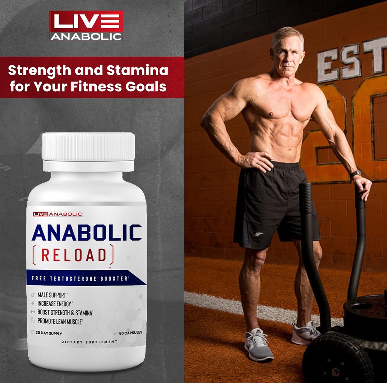 LiveAnabolic - Anabolic Reload - Vitamin D Source - 60 Capsules, 30-Day Supply - Helps Improve Energy Levels, Strength, and Stamina - Supports Lean Muscle Development - with Ashwagandha and Forskolin Nirvana Guru