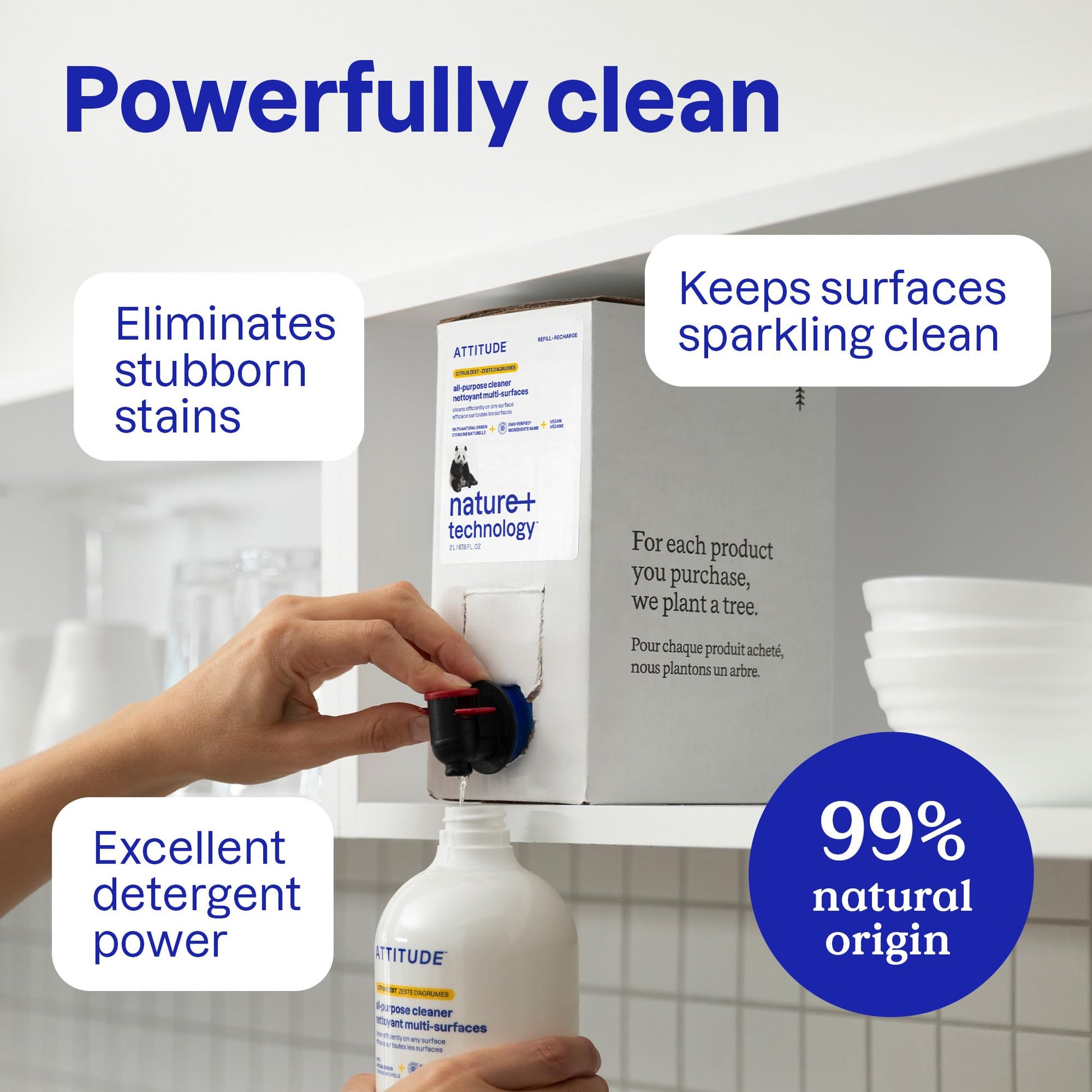 ATTITUDE All Purpose Cleaner Spray, EWG Verified, Vegan, Made with 94% Plant-Based Ingredients, Streak-Free for Kitchen, Bathroom, Glass & More, Citrus Zest Scent, 27.1 Fl Oz Nirvana Guru