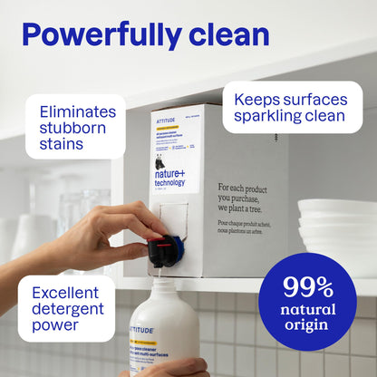 ATTITUDE All Purpose Cleaner Spray, EWG Verified, Vegan, Made with 94% Plant-Based Ingredients, Streak-Free for Kitchen, Bathroom, Glass & More, Citrus Zest Scent, 27.1 Fl Oz Nirvana Guru