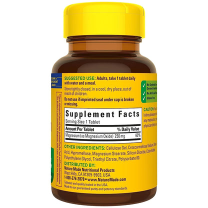 Nature Made Magnesium 250 mg, Magnesium Supplement for Muscle, Heart, Bone and Nerve Support, 90 Softgels, 90 Day Supply - Nirvana Guru