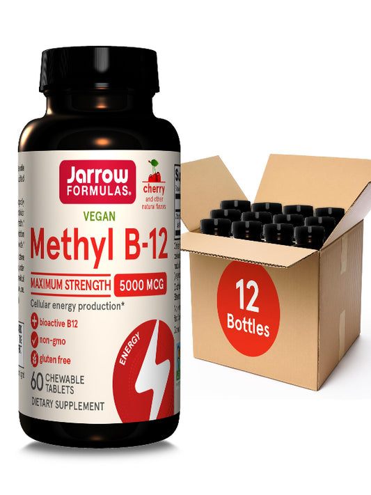 Jarrow Formulas Vitamin B12 5000 mcg - Maximum Strength for Cellular Energy and Brain Health, 60 Cherry Chewable Tablets, B12 Vitamins 5000 mcg - Nirvana Guru