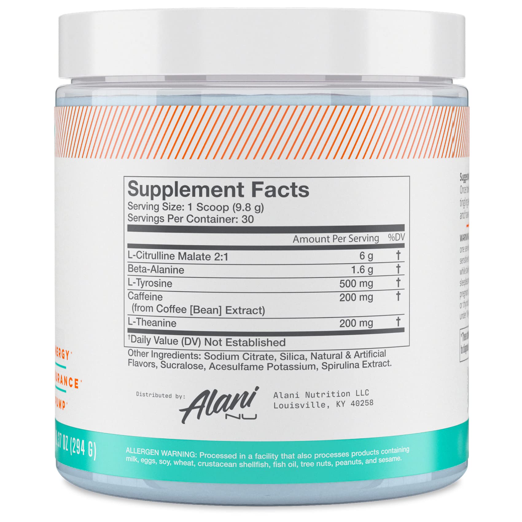 Alani Nu Pre Workout Powder Hawaiian Shaved ICE, Amino Energy Boost, Endurance Supplement, Sugar Free, 200mg Caffeine, L-Theanine, Beta-Alanine, L-Citrulline, 30 Servings Nirvana Guru