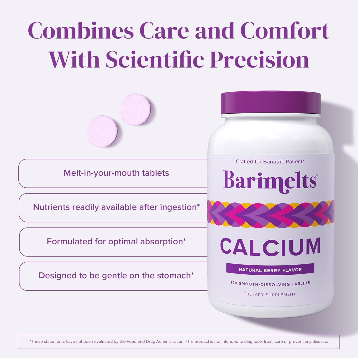 Barimelts Calcium Citrate with Vitamin D3 & Magnesium, 120 Smooth-Dissolving Tablets (1-Month Supply), Bariatric Calcium Supplements for Women, Natural Berry Flavor Nirvana Guru