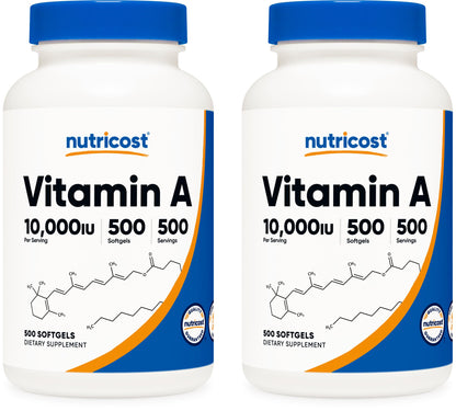 Nutricost Vitamin A 10,000 IU, 500 Softgel Capsules Nirvana Guru