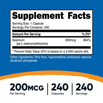 Nutricost Selenium 200mcg, 240 Vegetarian Capsules, Non-GMO, Gluten Free L-Selenomethionine Nirvana Guru