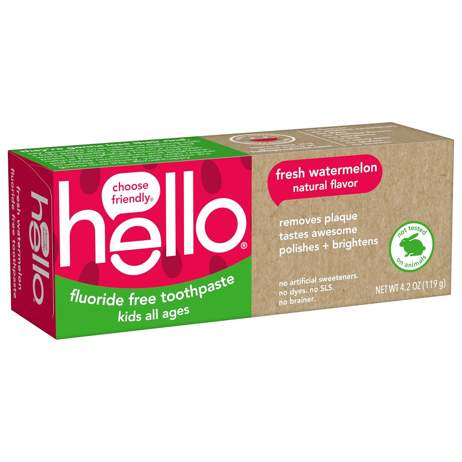 hello Fresh Watermelon Fluoride Free Kids Toothpaste, 4.2 Oz Tube Nirvana Guru