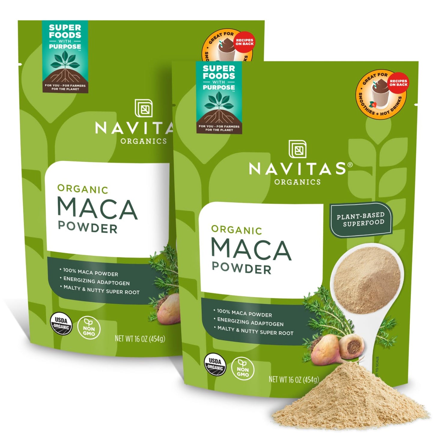 Navitas Organics Maca Powder – 100% Gelatinized Peruvian Maca for Adaptogen Smoothies, Lattes, Baking & More – Energize & Balance - USDA Organic, Non GMO, Vegan, Gluten Free (4oz. Bag, 23 Servings)