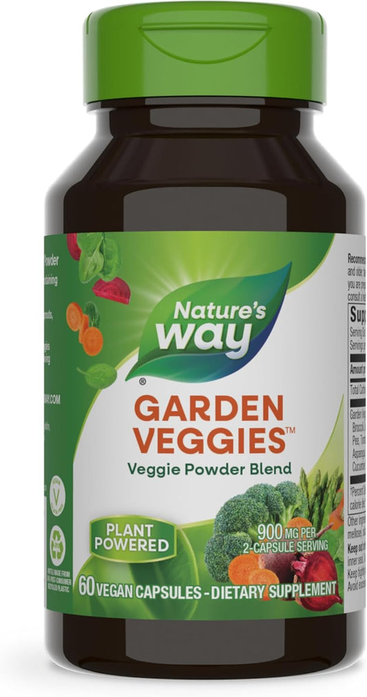 Nature's Way Garden Veggies, Veggie Powder Blend, 900 mg per 2-Capsule Serving, 60 Vegan Capsules (Packaging May Vary) - Nirvana Guru
