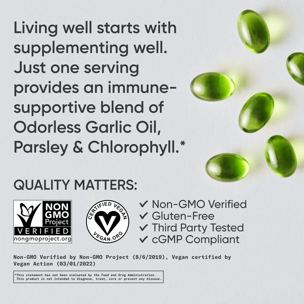 Sports Research Odorless Garlic Oil Pills (1000mg) with Parsley & Chlorophyll | Non-GMO Verified, Vegan Certified & Gluten Free (150 Plant Gels) - Nirvana Guru