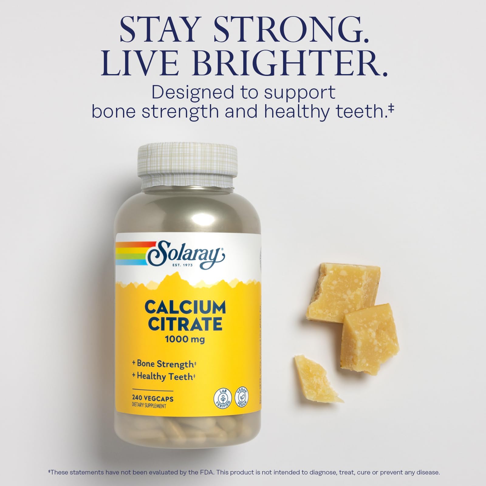 Solaray Calcium Citrate 1000mg - Chelated Calcium Supplement - Supports Bone Strength and Healthy Teeth - Easy to Digest - 60-Day Guarantee, Vegan - 68 Servings, 275 VegCaps Nirvana Guru