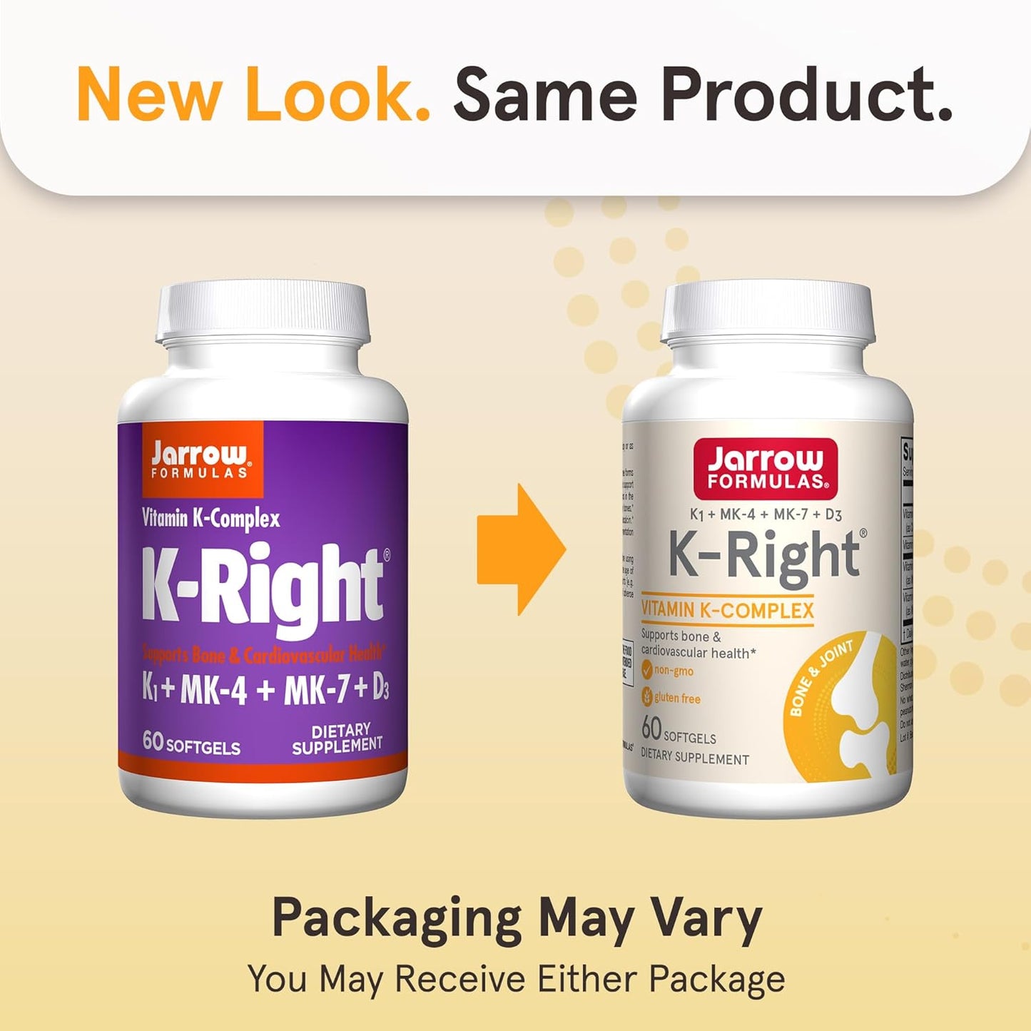 Jarrow Formulas K-Right - Vitamin K-Complex (K1, MK-4, MK-7, D3) - 60 Servings (Softgels) - Dietary Supplement for Bone & Cardiovascular Health Support - Vitamin K2 MK-7 - Gluten Free Nirvana Guru