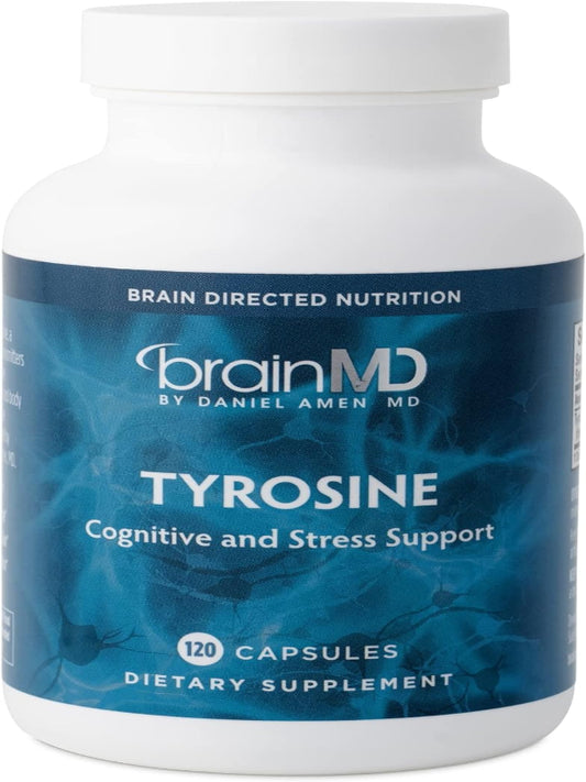 Dr Amen BrainMD Tyrosine - 120 Capsules - Promotes Mental Focus, Clarity & Alertness - Gluten Free - 60 Servings Nirvana Guru