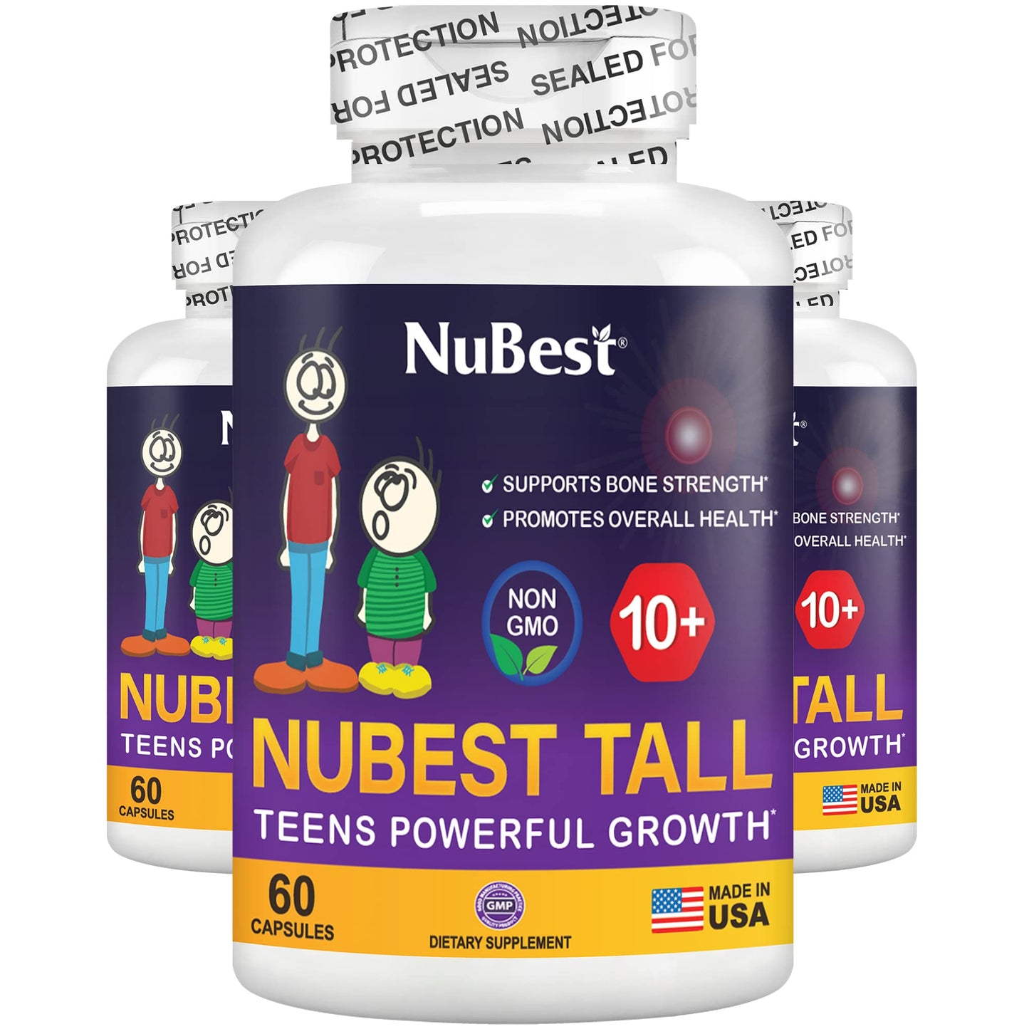 NuBest Tall 10+ Premium Bone Strength Formula, Enhanced Immunity and Overall Health for Age 10+ with Calcium, Vitamin D3, Vitamin K2, and Multivitamins | 60 Capsules | 1 Month Supply Nirvana Guru
