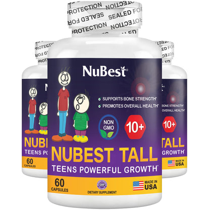 NuBest Tall 10+ Premium Bone Strength Formula, Enhanced Immunity and Overall Health for Age 10+ with Calcium, Vitamin D3, Vitamin K2, and Multivitamins | 60 Capsules | 1 Month Supply Nirvana Guru