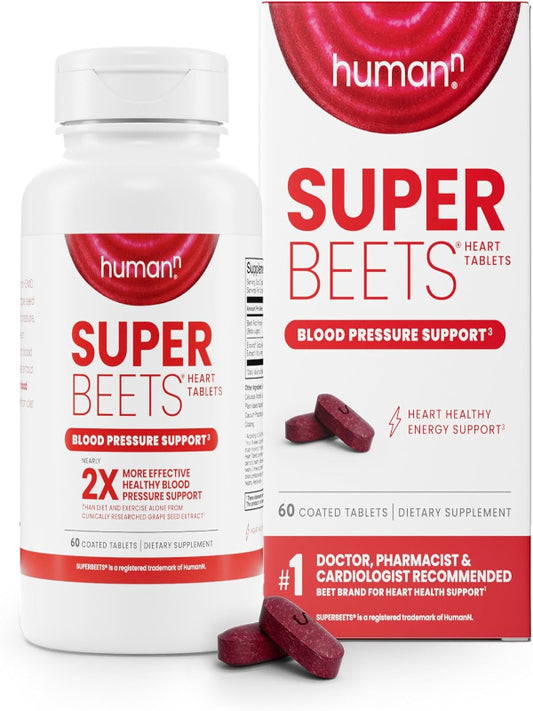 HumanN SuperBeets Heart Tablets Smooth Coat 500mg – Non-GMO Powder – Clinically Studied Antioxidants, 60 Count - Nirvana Guru