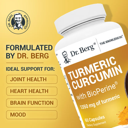 Dr. Berg (Only 2 Per Day) Turmeric Supplement with Black Pepper (BioPerine) - 1350 mg Turmeric Curcumin Supplement with 95% Curcuminoids – Turmeric Curcumin with Black Pepper – 60 Turmeric Capsules - Nirvana Guru