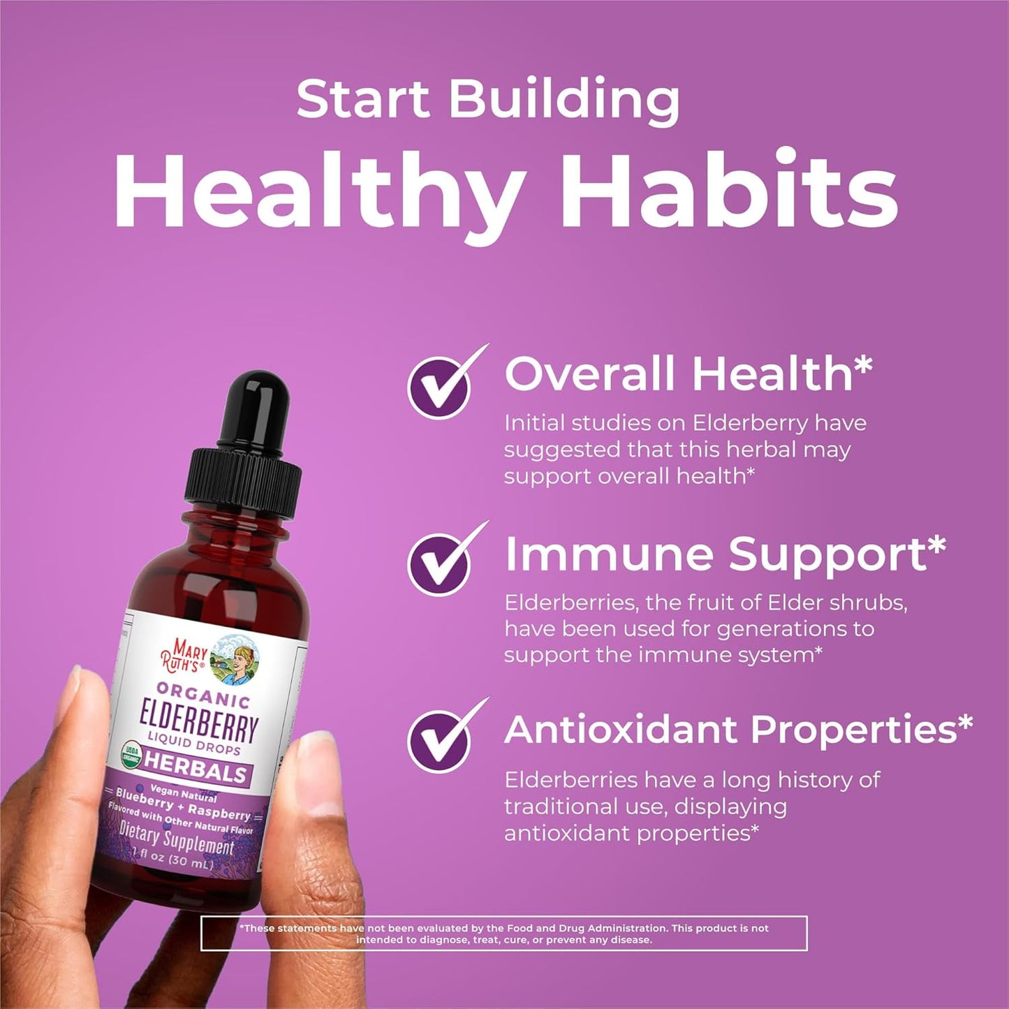 MaryRuth Organics Elderberry Syrup | USDA Organic | Sugar Free Immune Support Supplement for Adults & Kids, Ages 1 | Vegan, Non-GMO, Immune Boosters, Clean Label Project Verified | 1 Fl Oz - Nirvana Guru