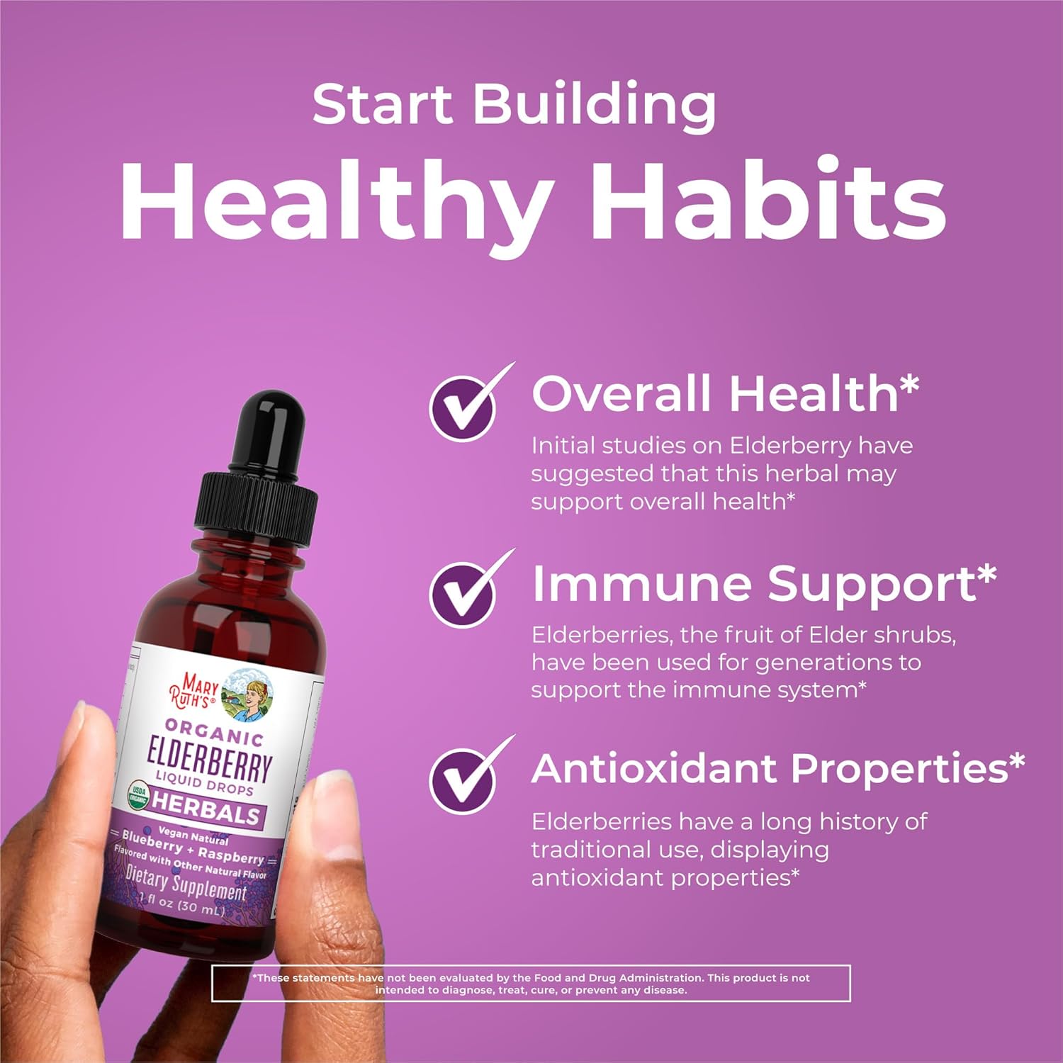 MaryRuth Organics Elderberry Syrup | USDA Organic | Sugar Free Immune Support Supplement for Adults & Kids, Ages 1 | Vegan, Non-GMO, Immune Boosters, Clean Label Project Verified | 1 Fl Oz - Nirvana Guru