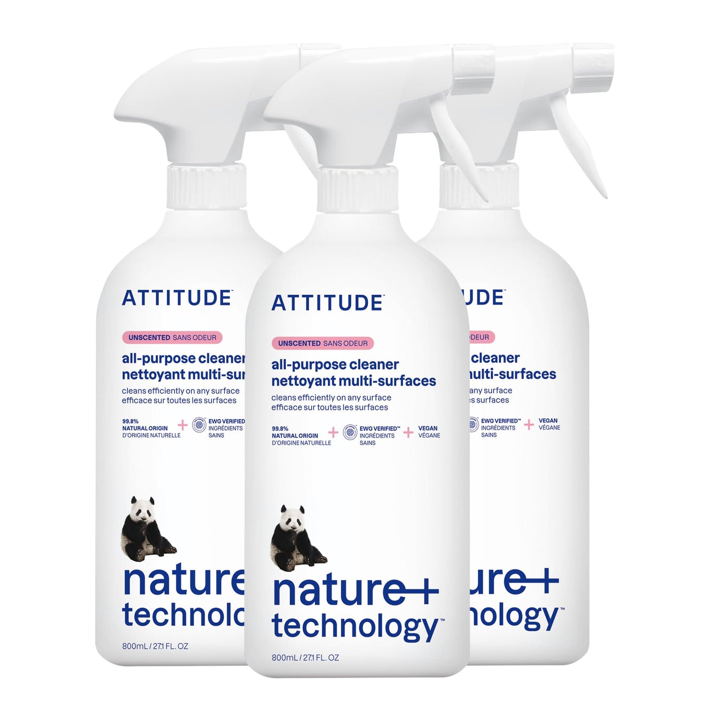ATTITUDE All Purpose Cleaner Spray, EWG Verified, Vegan, Made with 94% Plant-Based Ingredients, Streak-Free for Kitchen, Bathroom, Glass & More, Citrus Zest Scent, 27.1 Fl Oz Nirvana Guru