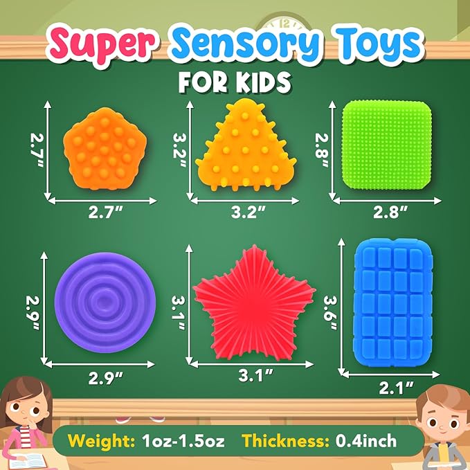 Squishy Sensory Toys for Kids Toddlers: Super Soft & Textured Sensory Fidget Toy for Autistic Children Special Needs | Stress Calming Toys for Kids | Baby Stocking Stuffers Fidget Toy for Autism, ADHD nirvanaguru