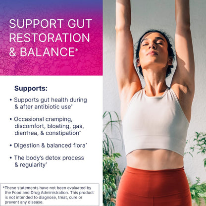 Microbiome Labs Restorflora Probiotics for Digestive Health - Gut Health Supplements with Dual Action Probiotics for Women, Men & Kids 5+ - Support Bowel Regularity & Immune Function (50 Capsules) - Nirvana Guru