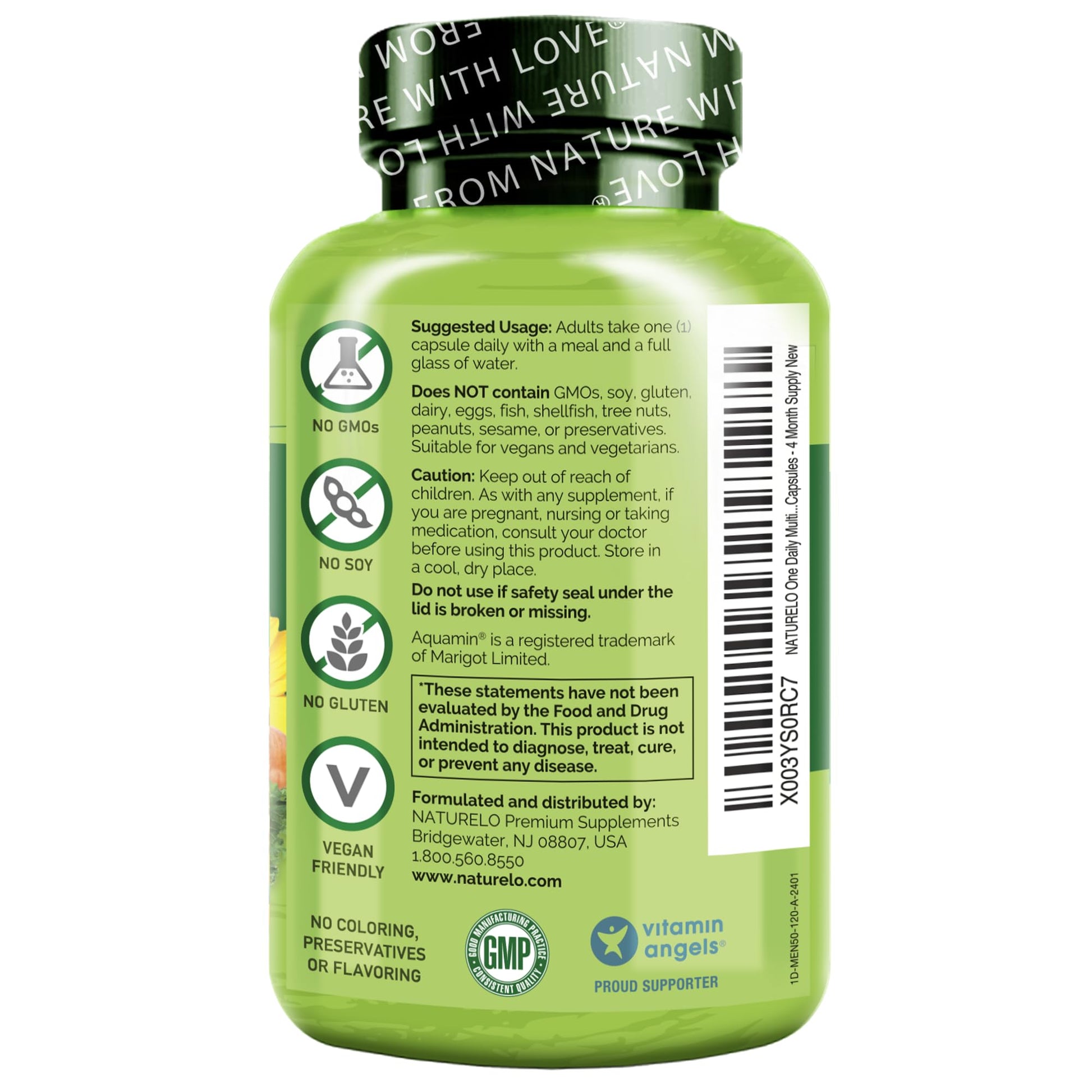 NATURELO Mens Multivitamins for Men 50+ - One Daily Multivitamin for Men with Vitamins, Minerals & Organic Whole Foods, Boost Energy & Health, Non-GMO, 60 Vegetarian Capsules - Nirvana Guru