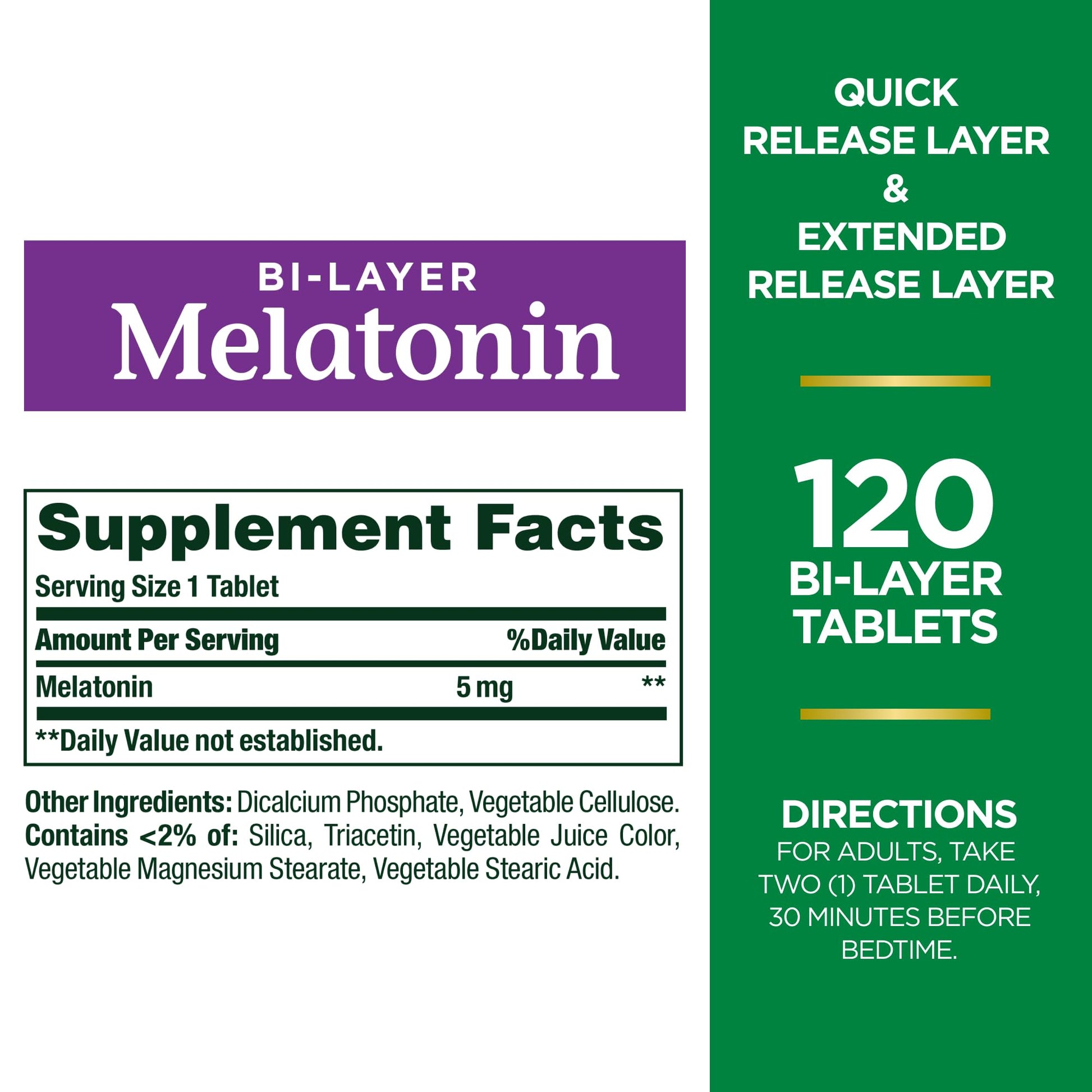 Nature's Bounty Melatonin 5mg Dual Spectrum, 100% Drug Free Sleep Supplement, Quick Release and Extended Release, Promotes Relaxation and Sleep Health, 60 Bi-Layer Tablets Nirvana Guru