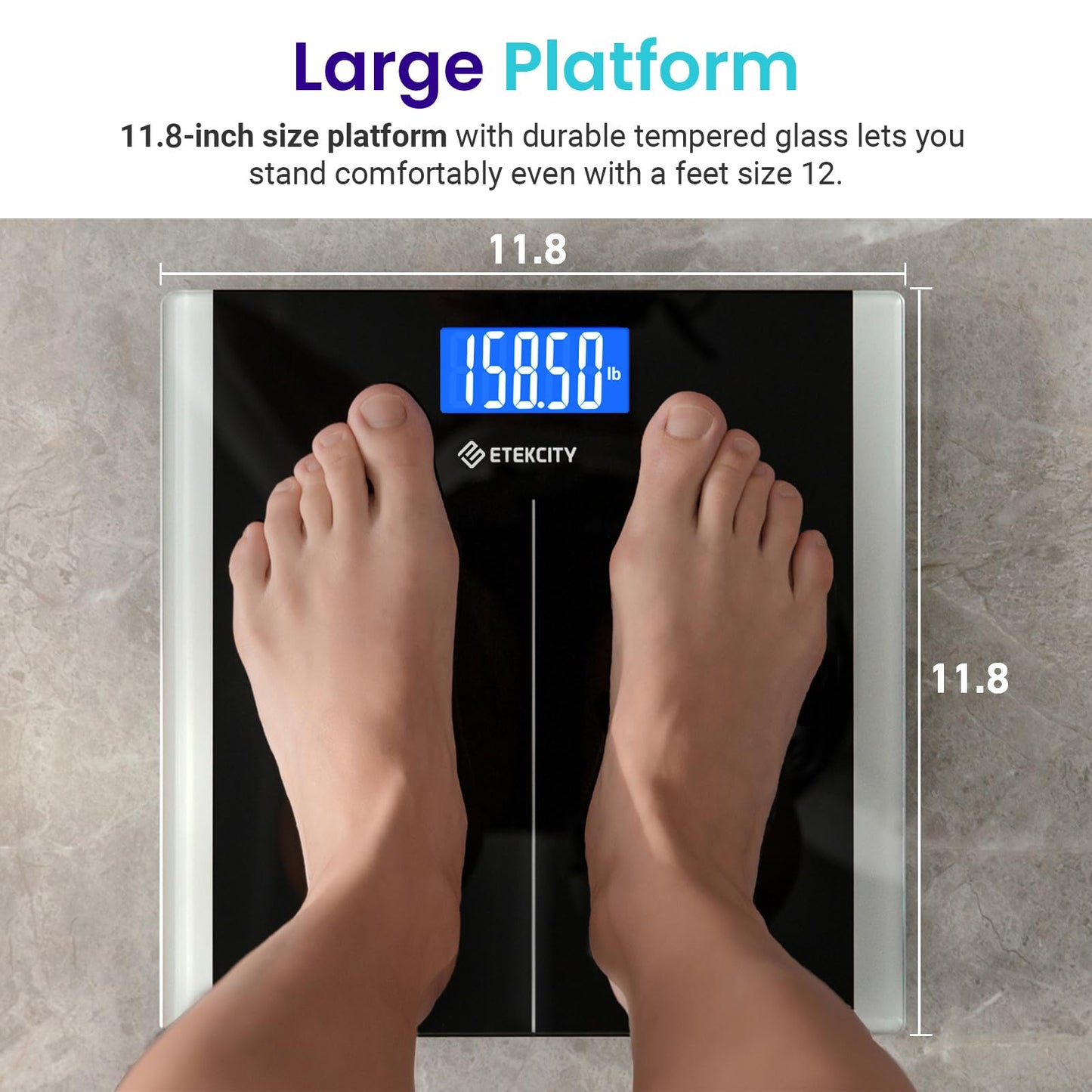 Etekcity Digital Body Weight Bathroom Scale, Large Blue LCD Backlight Display, High Precision Measurements,6mm Tempered Glass, 400 Pounds Nirvana Guru