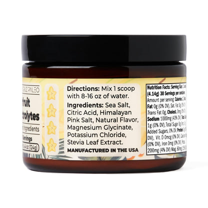 Santa Cruz Paleo Electrolyte Powder, Lemonade Flavor, Sugar Free Hydration Drink Mix with Himalayan Pink Salt, Sea Salt, Magnesium Glycinate, Potassium Chloride, Sweetened with Stevia, 30 Servings