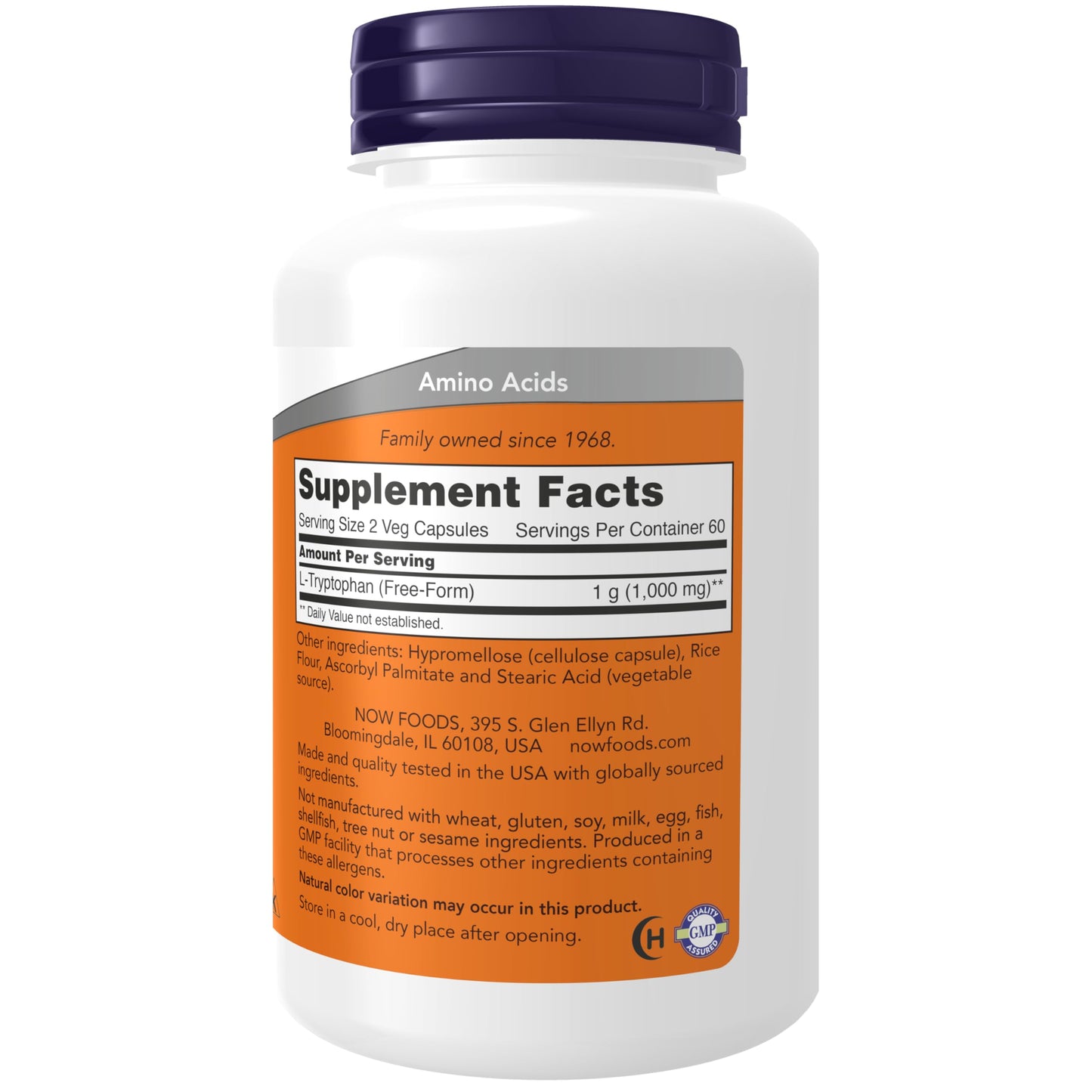NOW Foods Supplements, L-Tryptophan 500 mg, Encourages Positive Mood*, Supports Relaxation*, 120 Veg Capsules Nirvana Guru