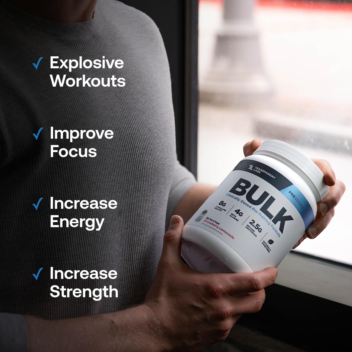 Transparent Labs Bulk Pre Workout Powder - Naturally Sweetened Advanced Pre-Workout Formula for Muscle Building and Strength - 30 Servings, Peach Mango Nirvana Guru