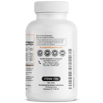 Bronson Super B Vitamin B Complex Sustained Slow Release (Vitamin B1, B2, B3, B6, B9 - Folic Acid, B12) Contains All B Vitamins 60 Tablets Nirvana Guru