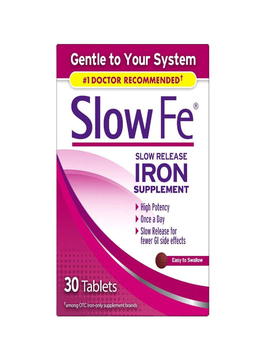 Slow Fe 45mg Iron Supplement for Iron Deficiency, Slow Release, High Potency, Easy to Swallow Tablets - 60 Count Nirvana Guru