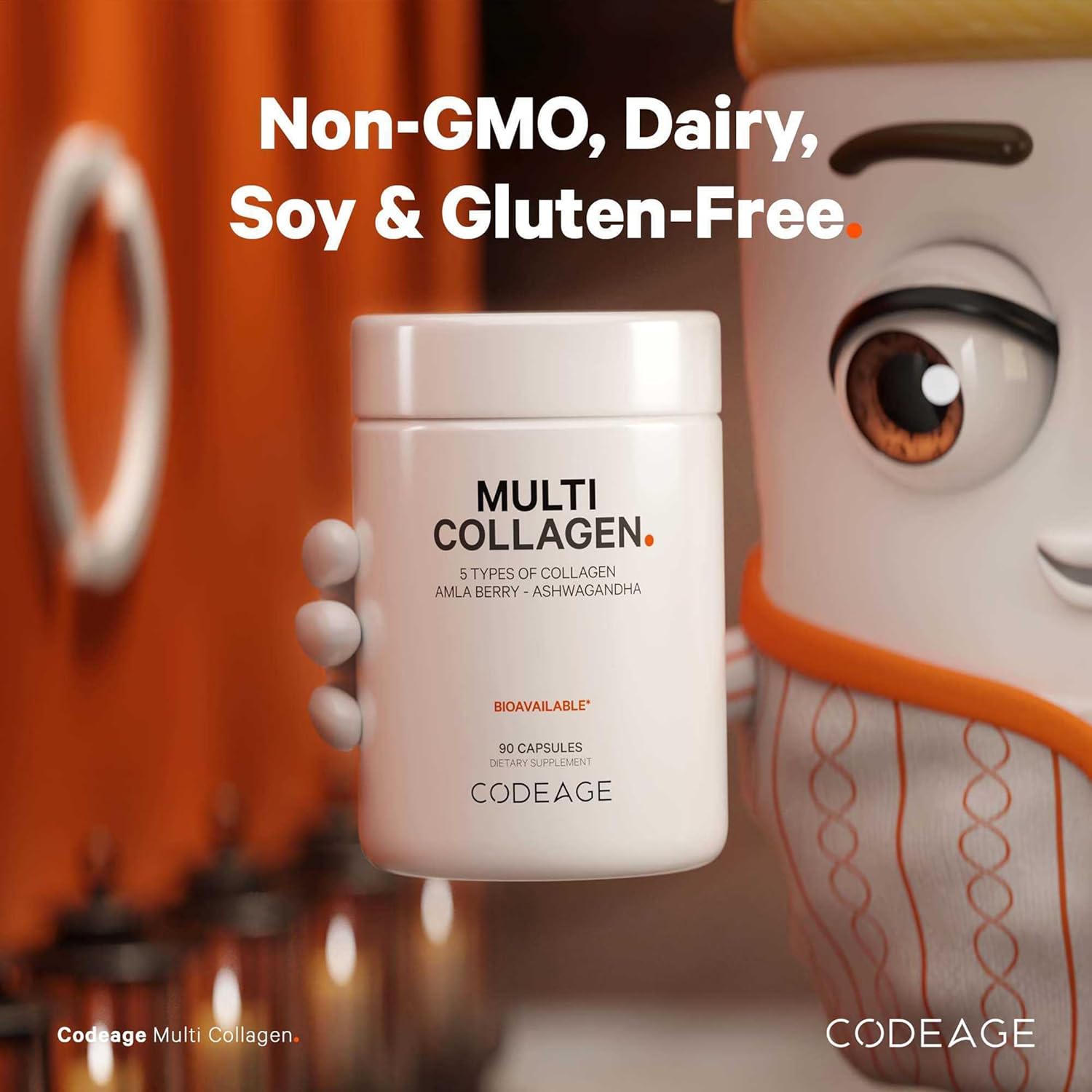 Codeage Multi Collagen Peptides Protein Capsules, 5 Collagen Types, Grass-Fed & Hydrolyzed Bovine Collagen Pills Supplement, Ashwagandha, Amla Berry Vitamins, Collagen Peptides - 90 Capsules - Nirvana Guru