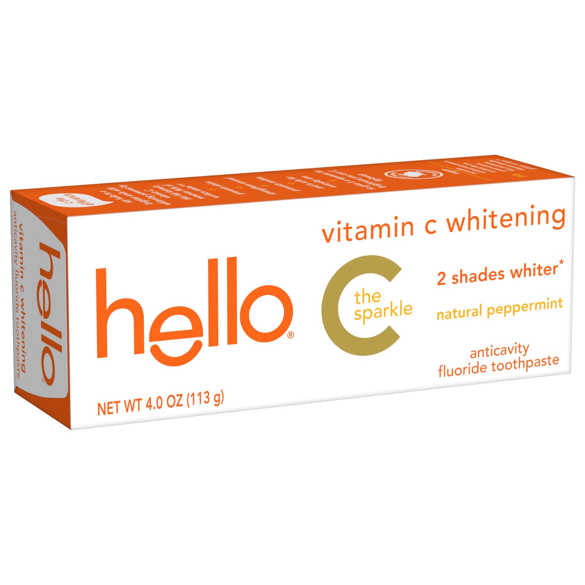 hello Vitamin C Whitening Toothpaste with Fluoride, Whitening SLS Free Toothpaste, Up to 2 Shades Whiter Teeth, No Peroxide, Safe for Everyday Use, Natural Peppermint, 4.0 Oz Nirvana Guru