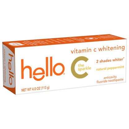 hello Vitamin C Whitening Toothpaste with Fluoride, Whitening SLS Free Toothpaste, Up to 2 Shades Whiter Teeth, No Peroxide, Safe for Everyday Use, Natural Peppermint, 4.0 Oz Nirvana Guru