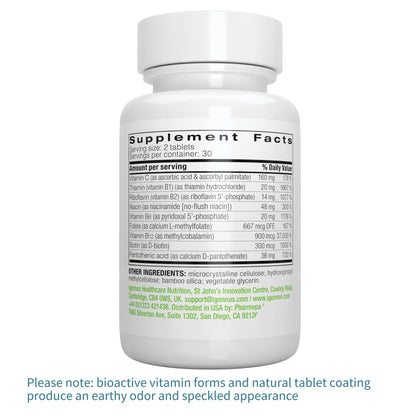 Igennus Super B-Complex Methylated B-Vitamins, Sustained Release, Clean Label, High Strength, with Methylfolate & B12 Methylcobalamin, Vegan, Lab Verified, 60 Small Tablets Nirvana Guru
