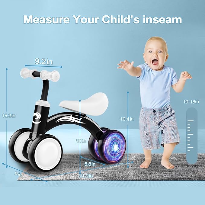 Colorful Lighting Baby Balance Bike Toys for 1 Year Old Boy Gifts, 10-36 Month Toddler Balance Bike, No Pedal 4 Silence Wheels&Soft Seat First Riding on Toys, One Year Old Boy Birthday Gifts. Nirvana Guru