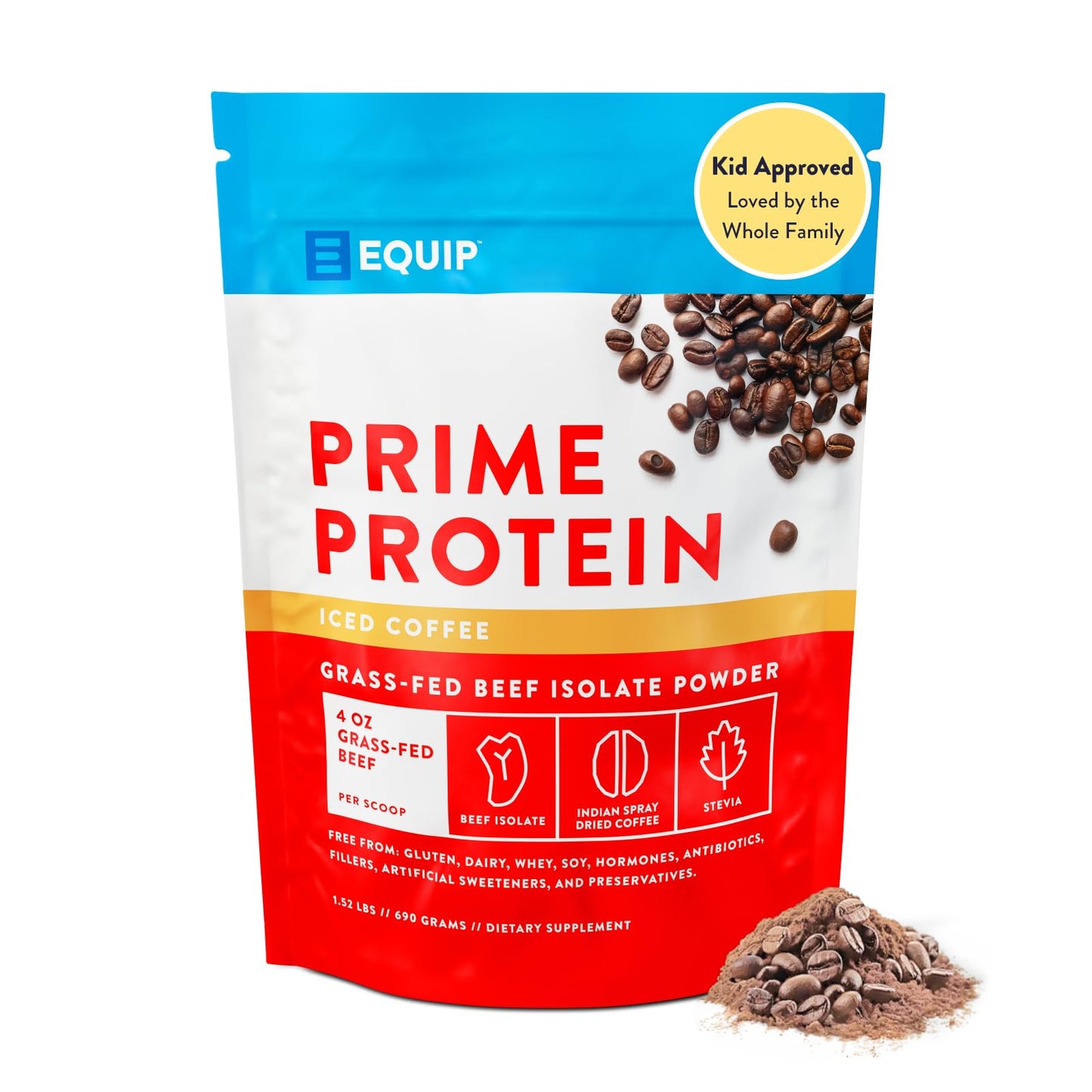 Equip Foods Prime Protein Powder | Clean, Grass Fed Beef Protein Isolate | Carnivore Protein Powder | Paleo, Keto Friendly | Gluten, Dairy Free | Helps Build & Repair Tissue | 30 Servings, Chocolate